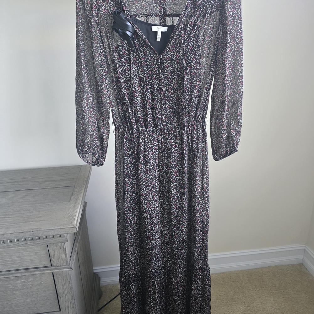 Joie Black and Pink Floral Maxi Dress